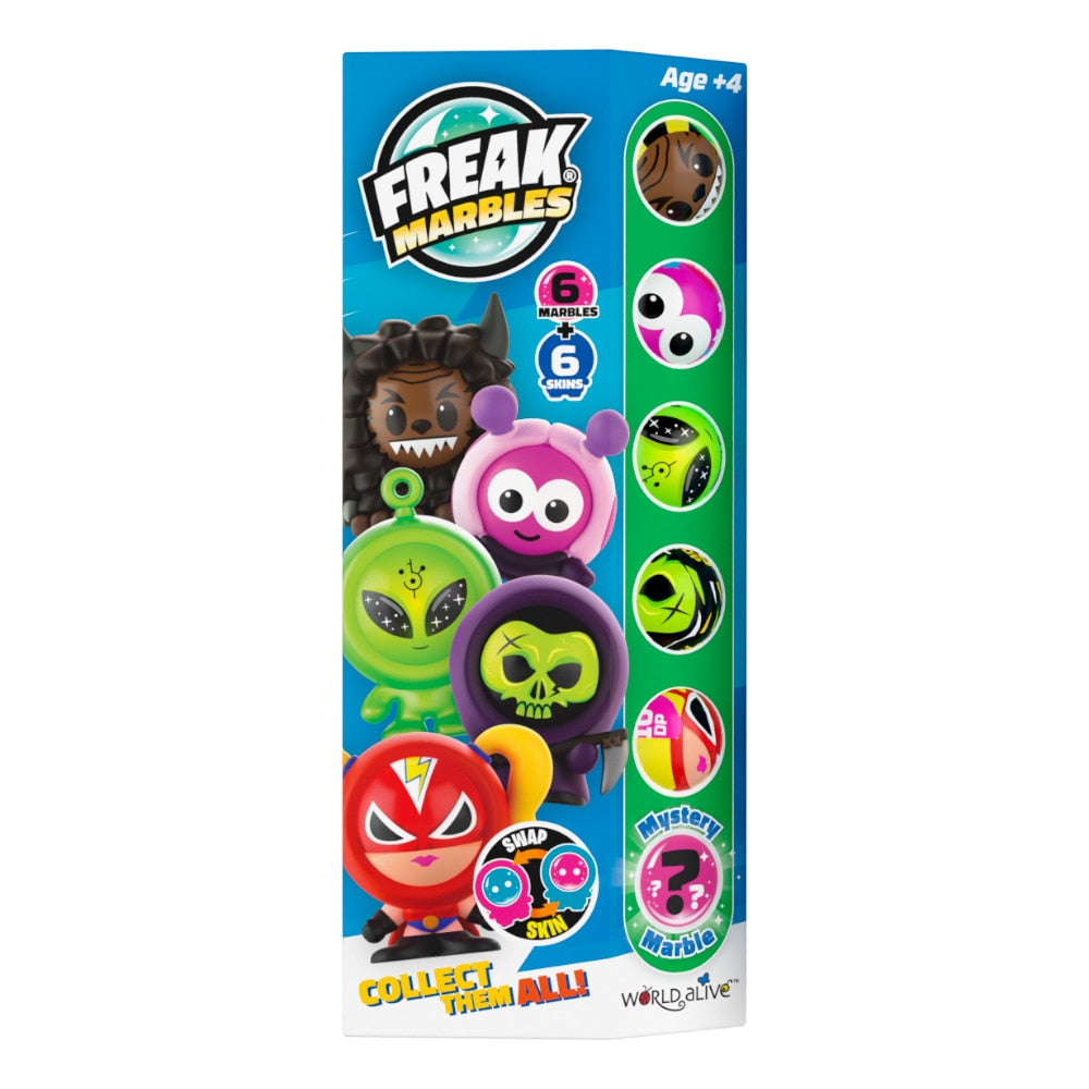 Freak Marbles Set of 6 Marbles & Skins in totem box