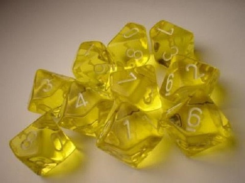 Translucent Yellow/white Set of Ten d10's