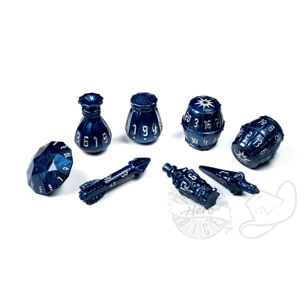 PolyHero Dice - Rogue - Midnight Blue 8-Dice Set