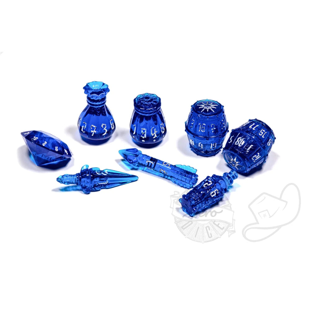 PolyHero Dice - Rogue - Sapphire Scoundrel 8-Dice Set
