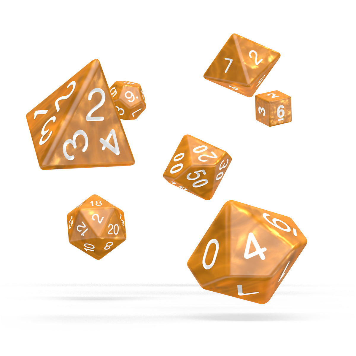 oakie doakie DICE RPG Set Marble: Orange (7)