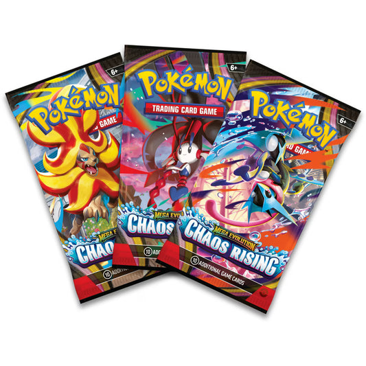 PRE-ORDER: Pokémon: Mega Evolution—Chaos Rising: 3-pack Blister