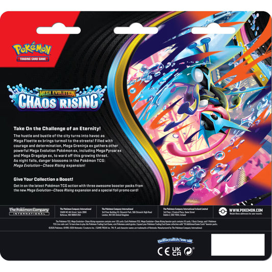 PRE-ORDER: Pokémon: Mega Evolution—Chaos Rising: 3-pack Blister