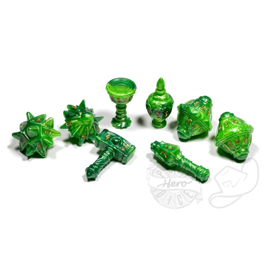 PolyHero Dice - Cleric - Verdant Viridian 8-Dice Set