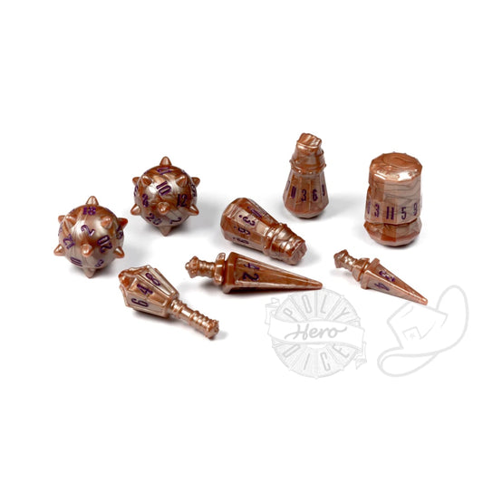 PolyHero Dice - Warrior - Imperial Bronze 8-Dice Set