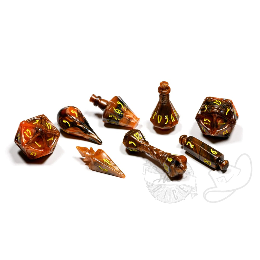 PolyHero Dice - Wizard - Smoldering Ember 8-Dice Set