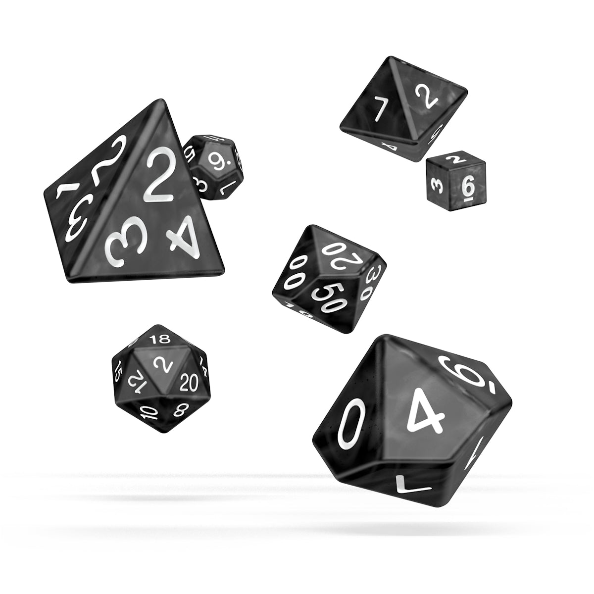 oakie doakie DICE RPG Set Marble: Black (12)